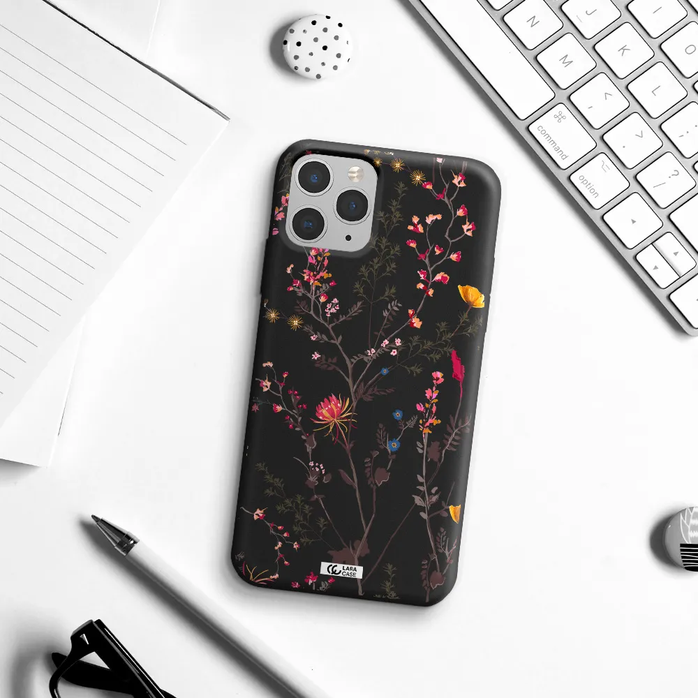 Miniature Flower Apple iPhone 11 pro max Silicone black Case