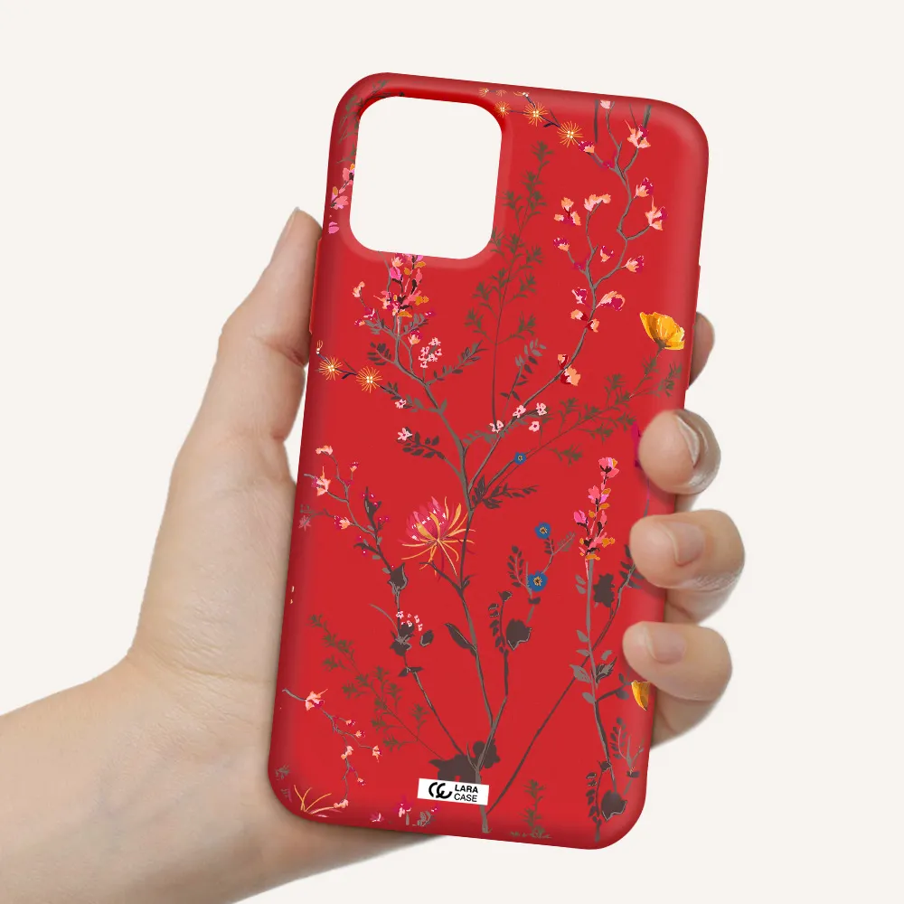 Miniature Flower Apple iPhone 11 pro max Silicone Imperial Red Case
