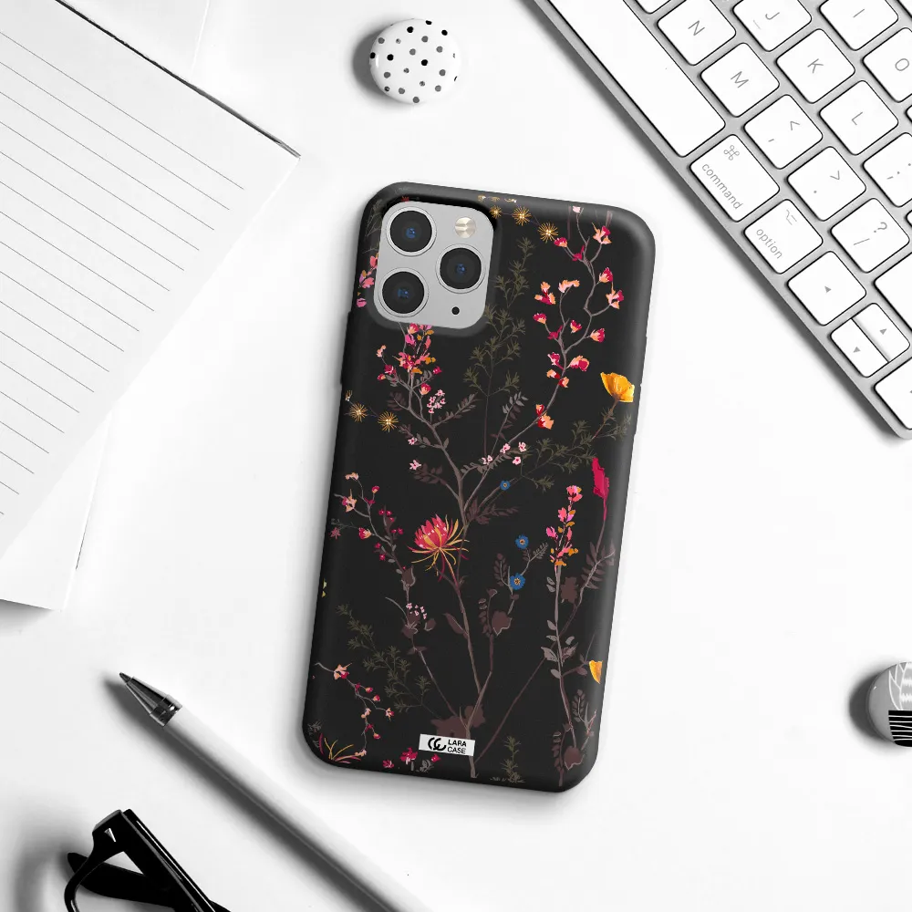 Miniature Flower Apple iPhone 11 pro Silicone black Case