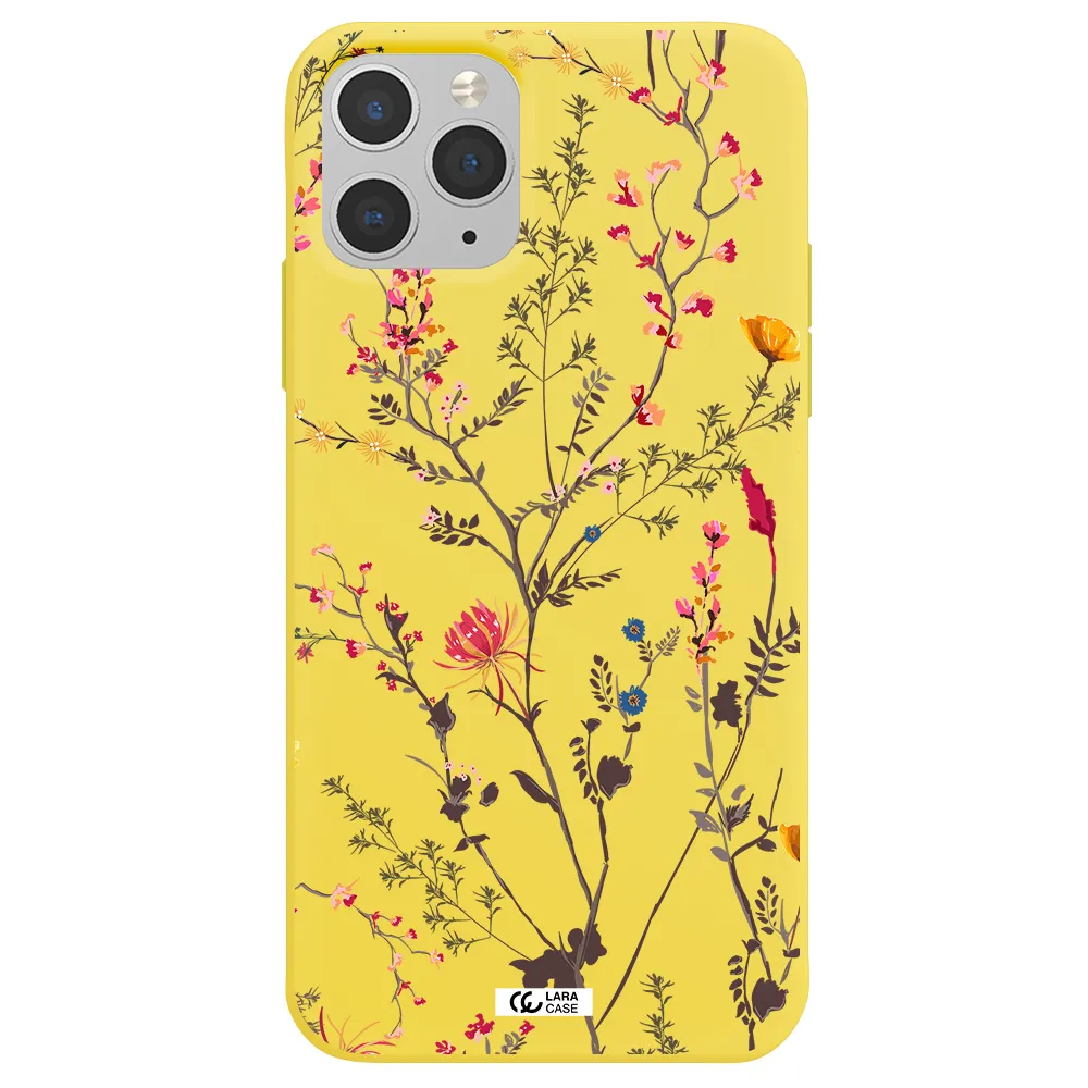 Miniature Flower Apple iPhone 11 pro Silicone canary yellow Case
