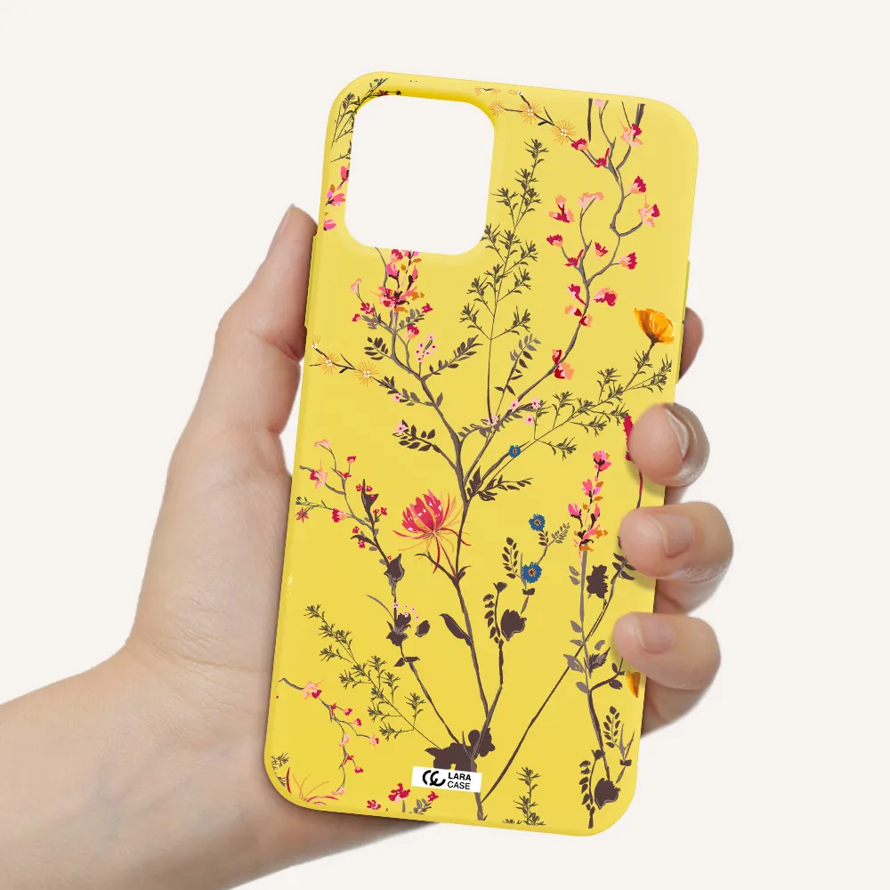 Miniature Flower Apple iPhone 11 pro Silicone canary yellow Case