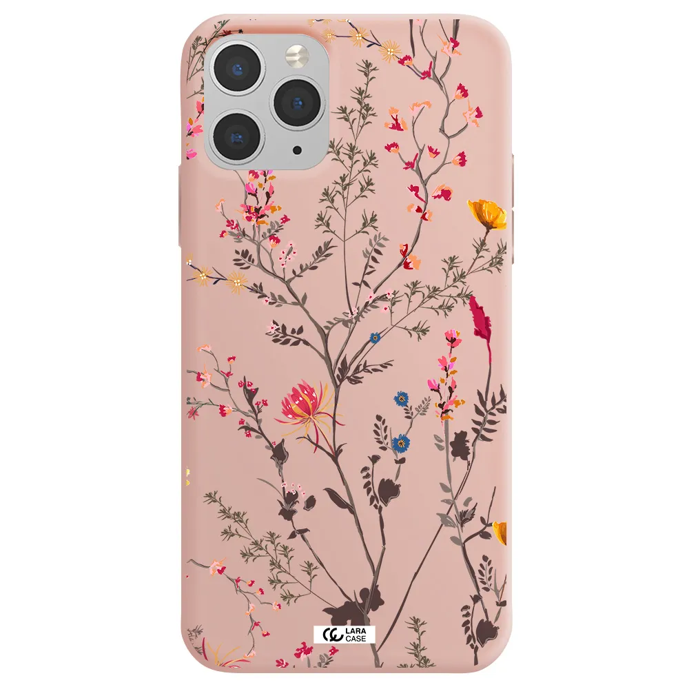 Miniature Flower Apple iPhone 11 pro Silicone pastel pink Case