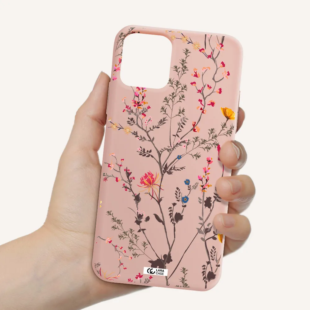 Miniature Flower Apple iPhone 11 pro Silicone pastel pink Case