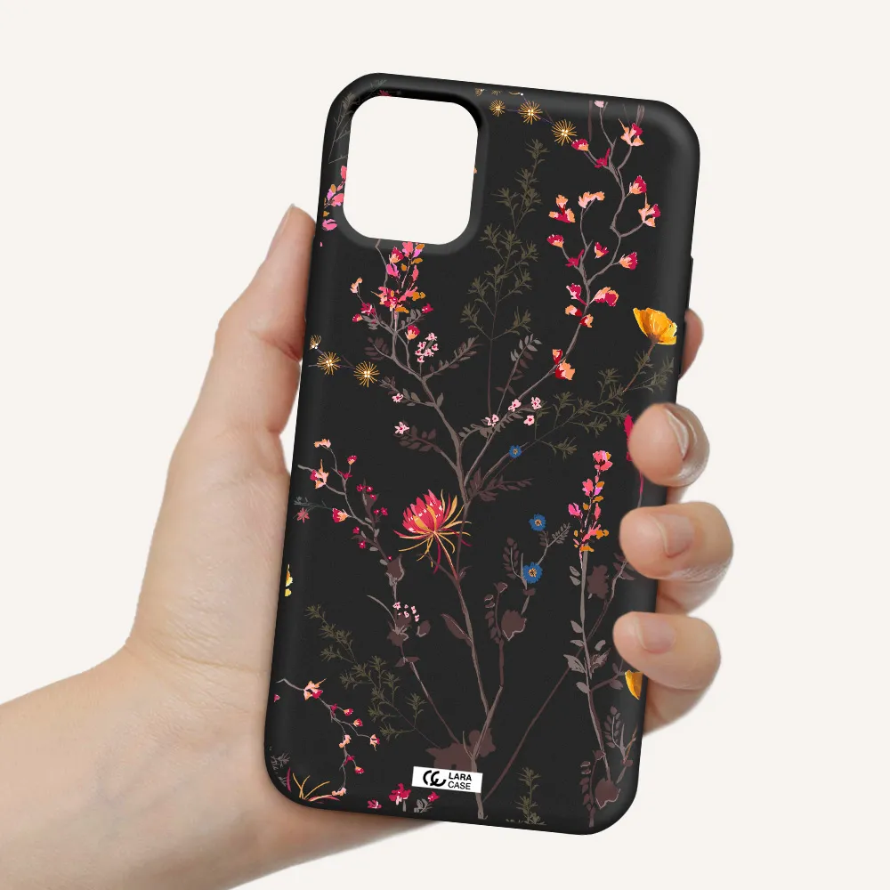 Miniature Flower Apple iPhone 11 Silicone black Case