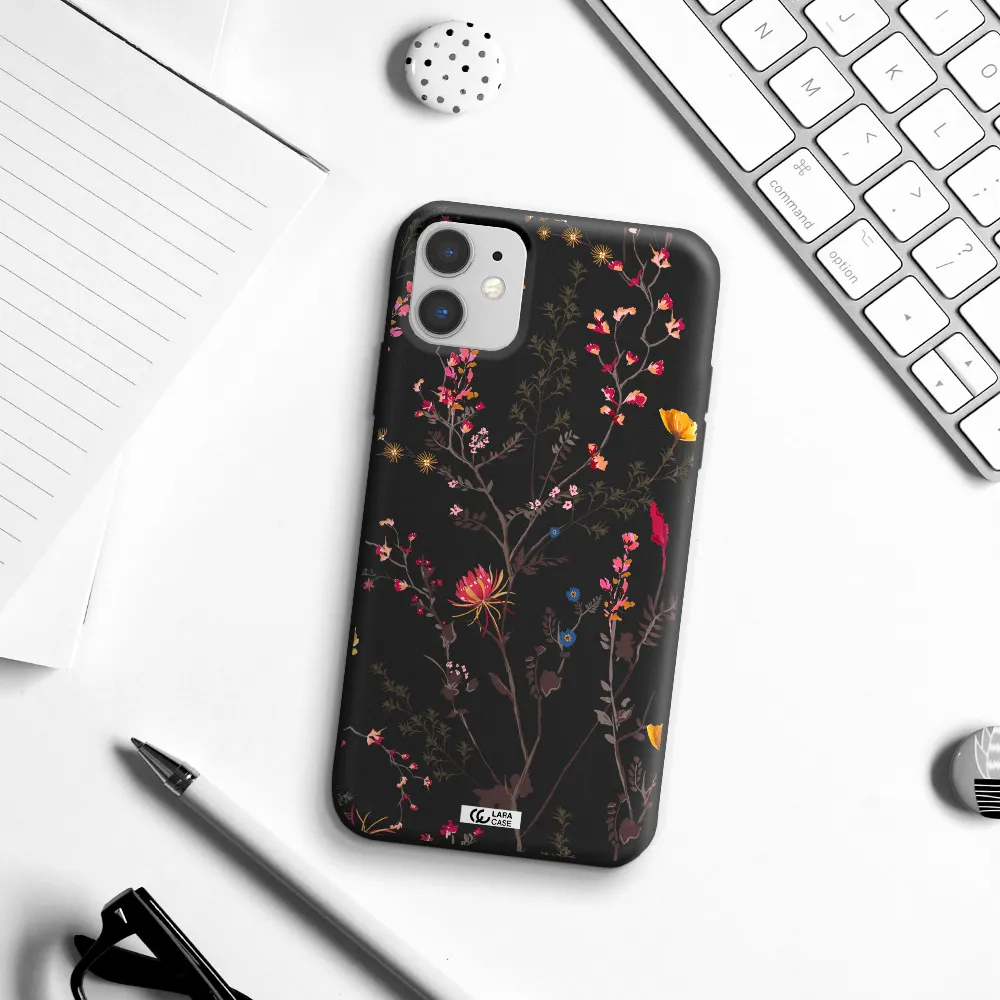 Miniature Flower Apple iPhone 11 Silicone black Case