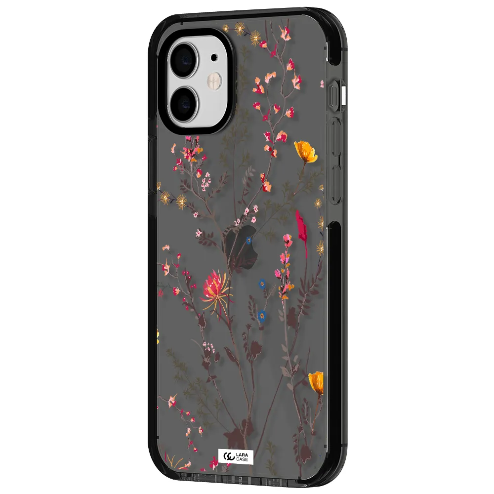 Miniature Flower Apple iPhone 12 impact Smoke Black Case