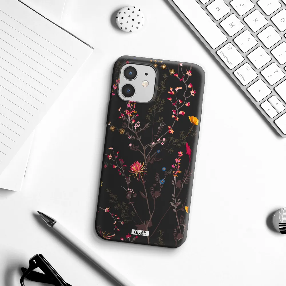 Miniature Flower Apple iPhone 12 mini Silicone black Case