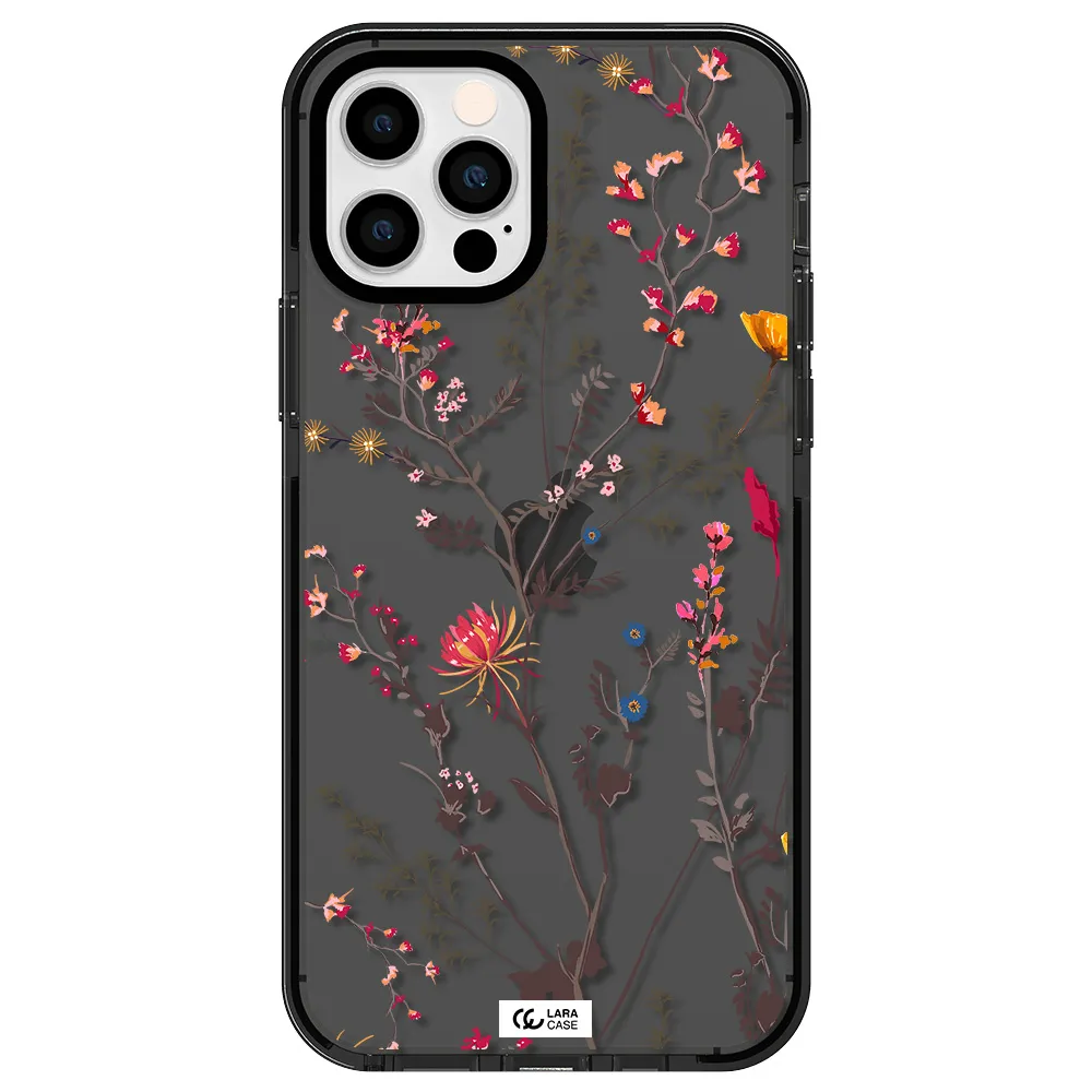 Miniature Flower Apple iPhone 12 pro impact Smoke Black Case