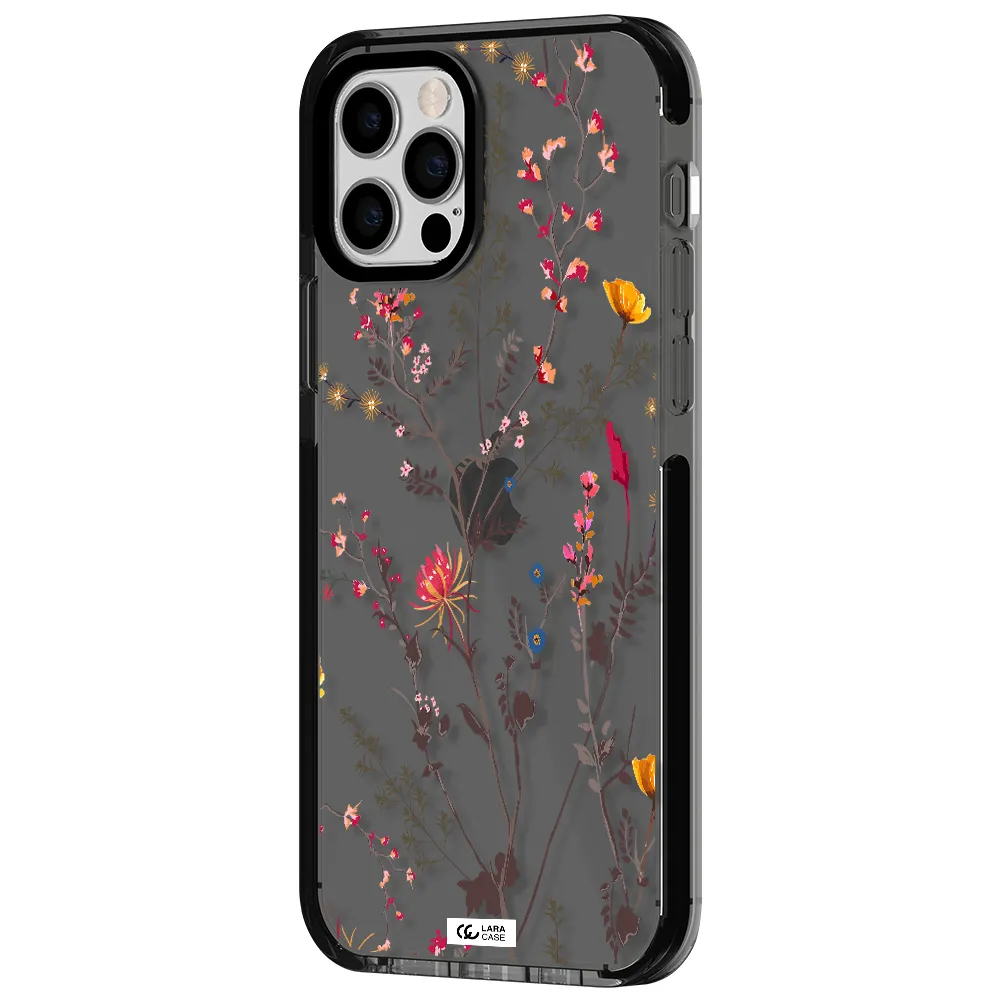 Miniature Flower Apple iPhone 12 pro impact Smoke Black Case