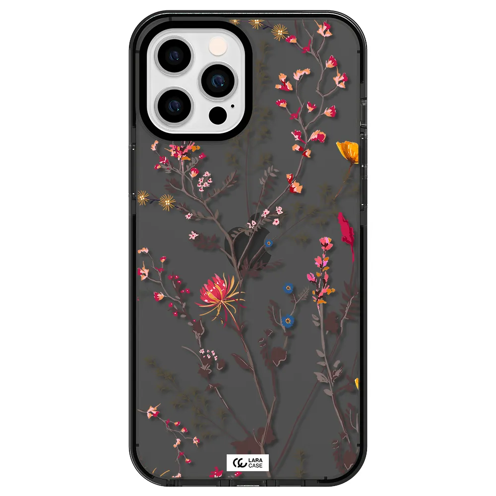 Miniature Flower Apple iPhone 12 pro max impact Smoke Black Case