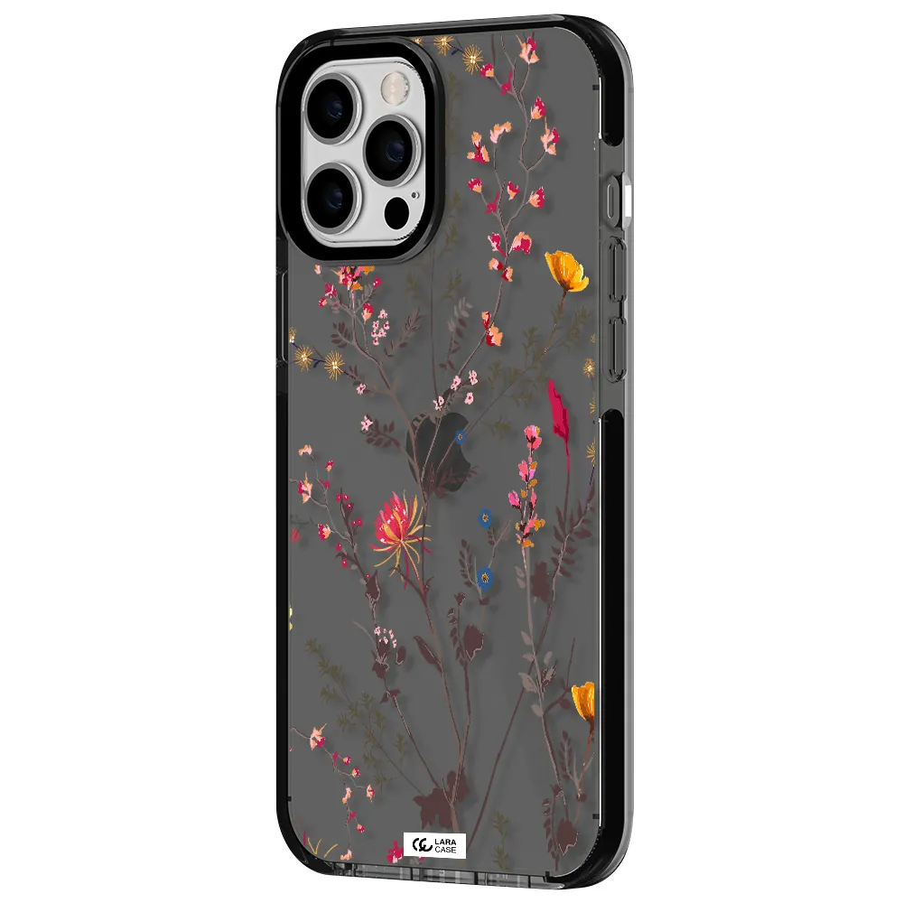 Miniature Flower Apple iPhone 12 pro max impact Smoke Black Case