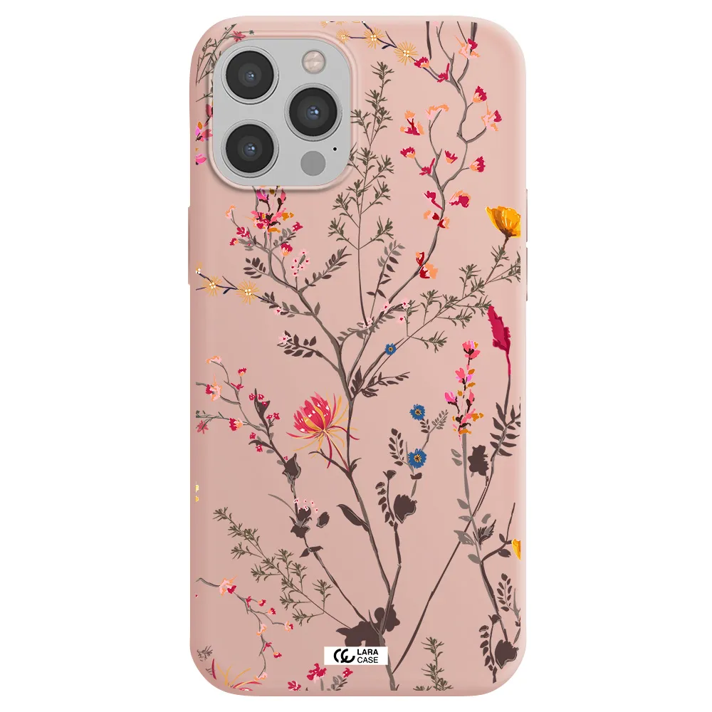 Miniature Flower Apple iPhone 12 pro max Silicone pastel pink Case