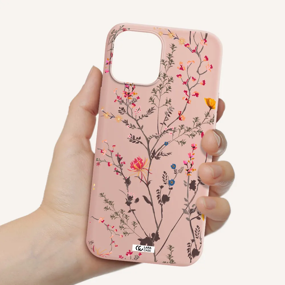 Miniature Flower Apple iPhone 12 pro max Silicone pastel pink Case