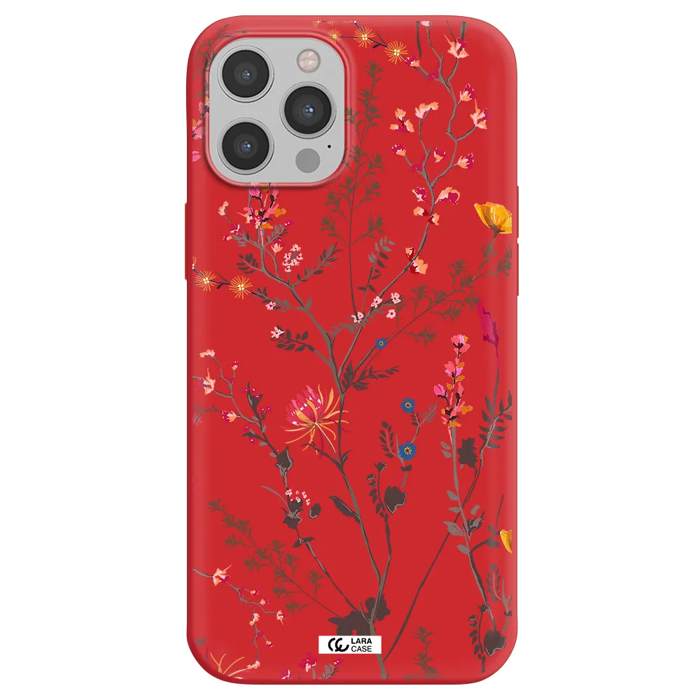 Miniature Flower Apple iPhone 12 pro Silicone Imperial Red Case