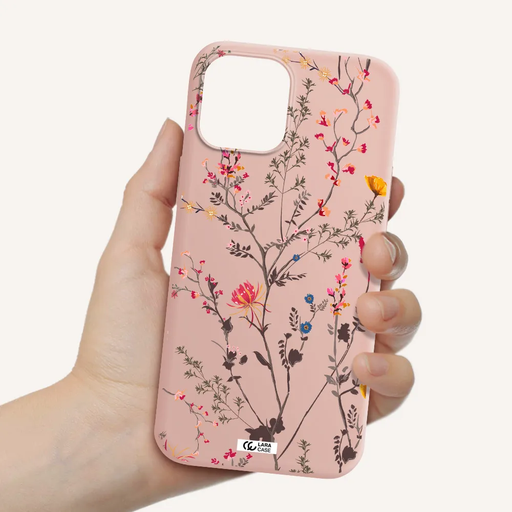Miniature Flower Apple iPhone 12 pro Silicone pastel pink Case