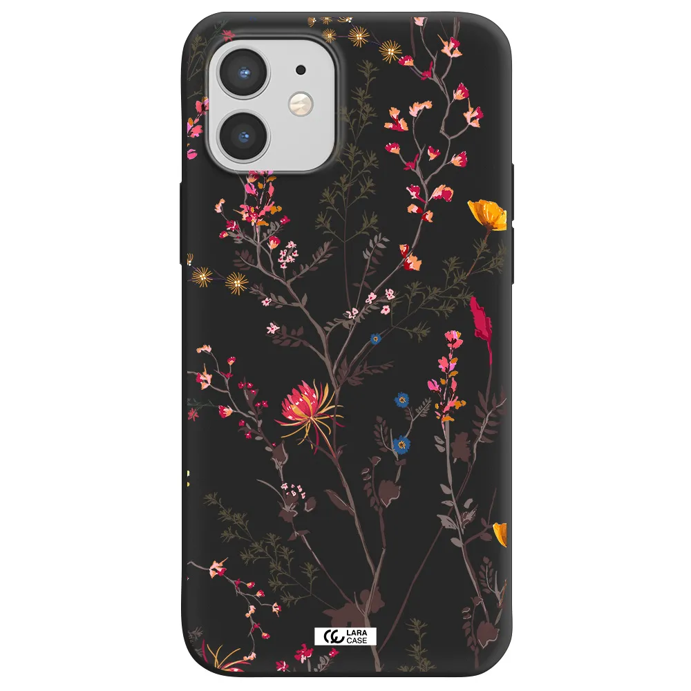 Miniature Flower Apple iPhone 12 Silicone black Case