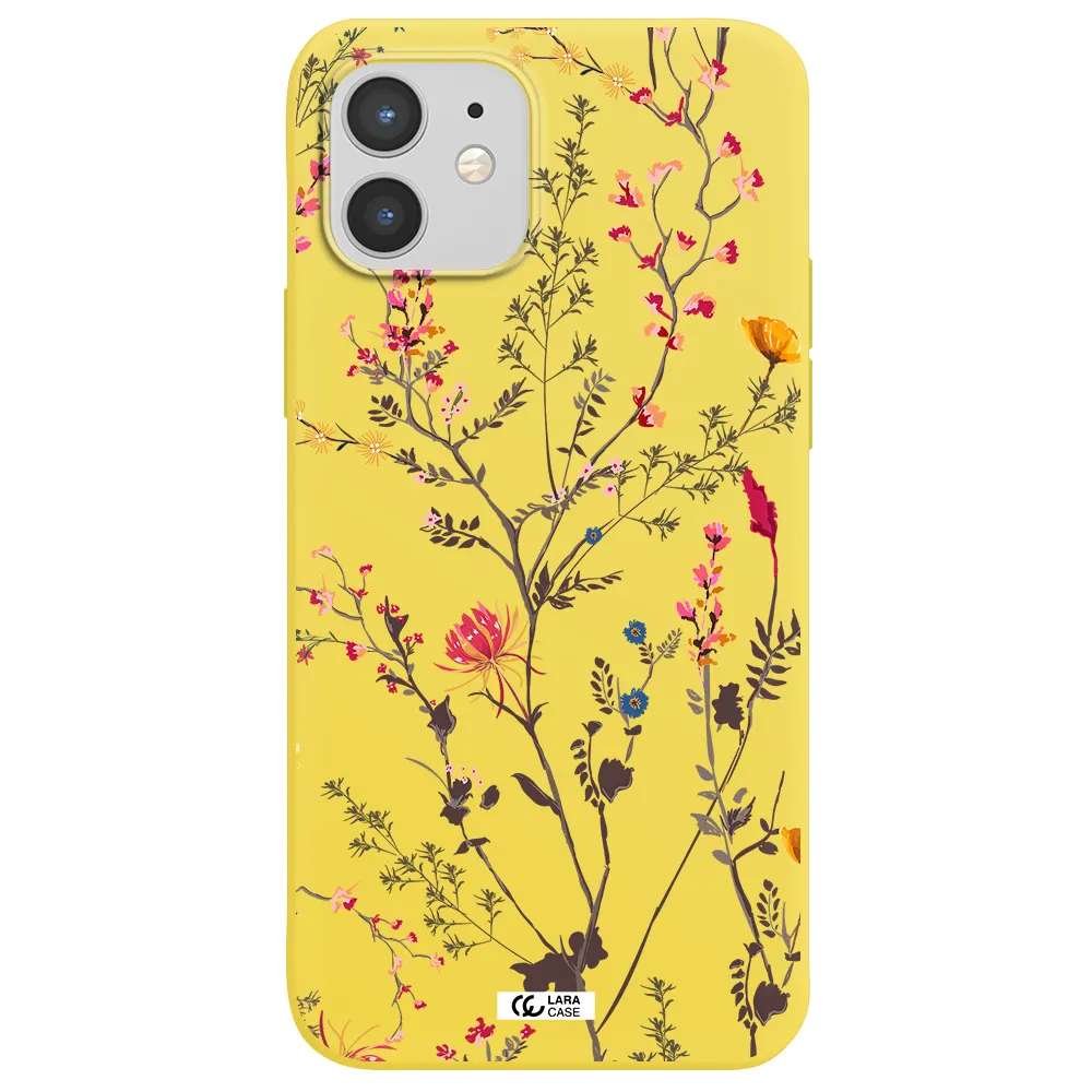Miniature Flower Apple iPhone 12 Silicone canary yellow Case
