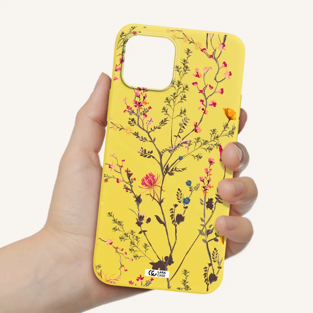 Miniature Flower Apple iPhone 12 Silicone canary yellow Case