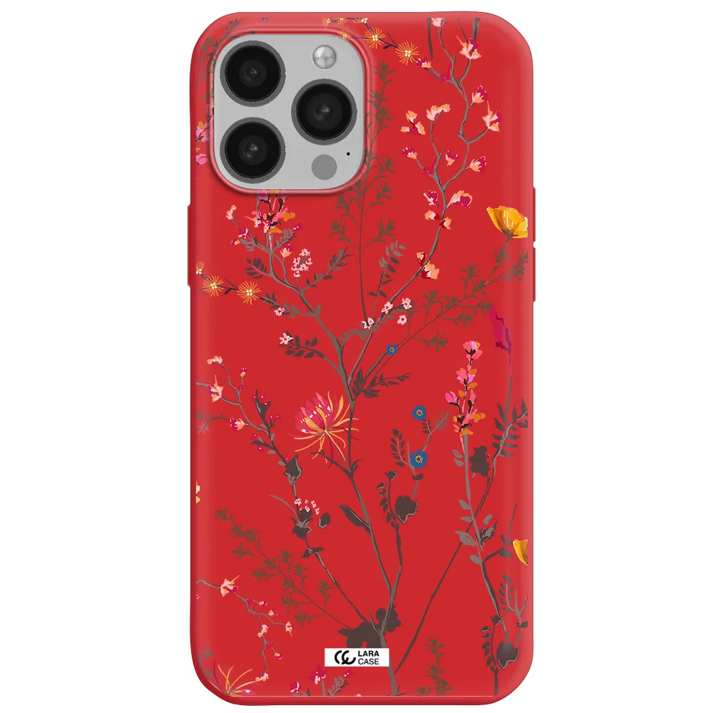 Miniature Flower Apple iPhone 13 Pro Max Silicone Imperial Red Case