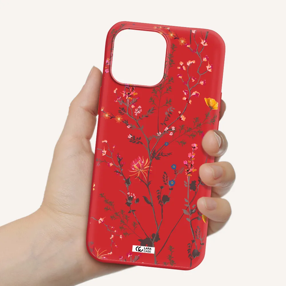 Miniature Flower Apple iPhone 13 Pro Max Silicone Imperial Red Case