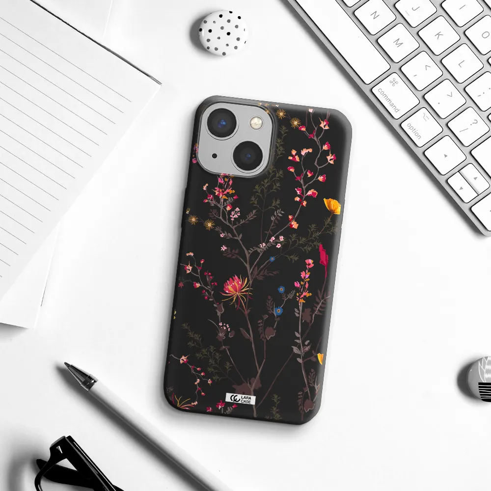 Miniature Flower Apple iPhone 13 Silicone black Case