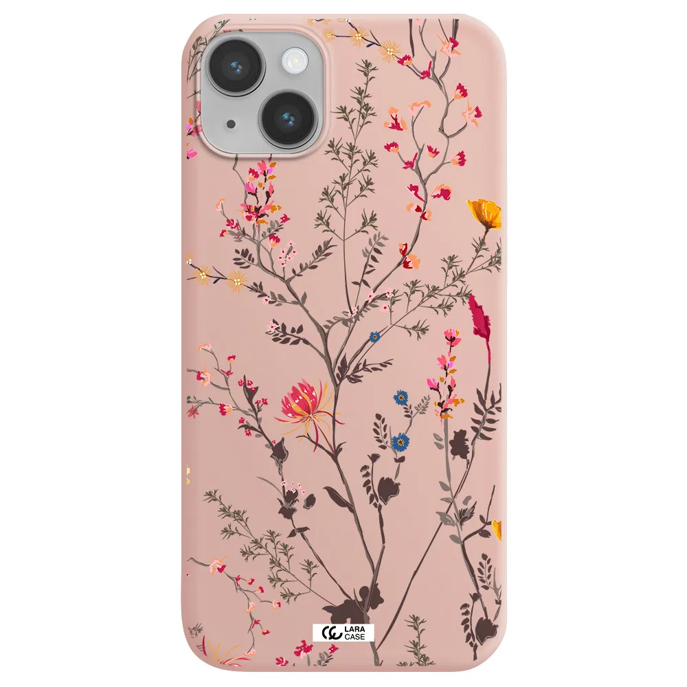 Miniature Flower Apple iPhone 14 plus Silicone pastel pink Case