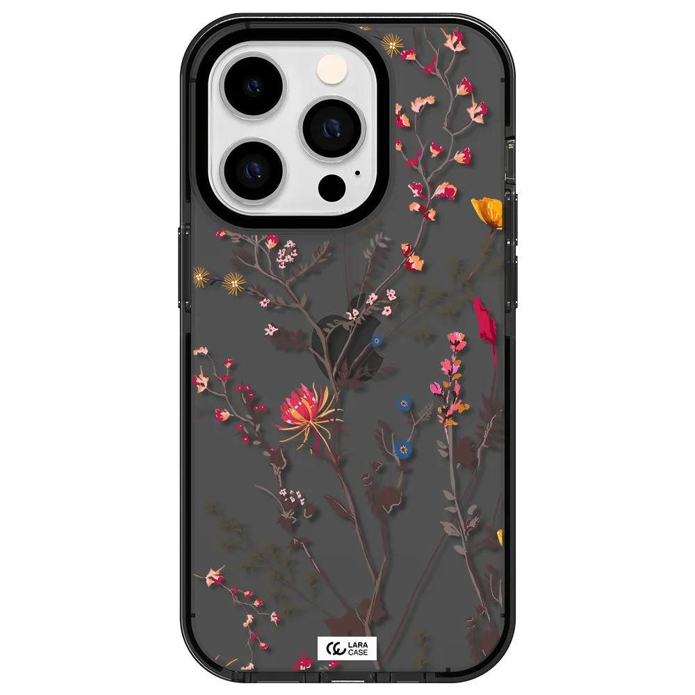 Miniature Flower Apple iPhone 14 pro impact Smoke Black Case