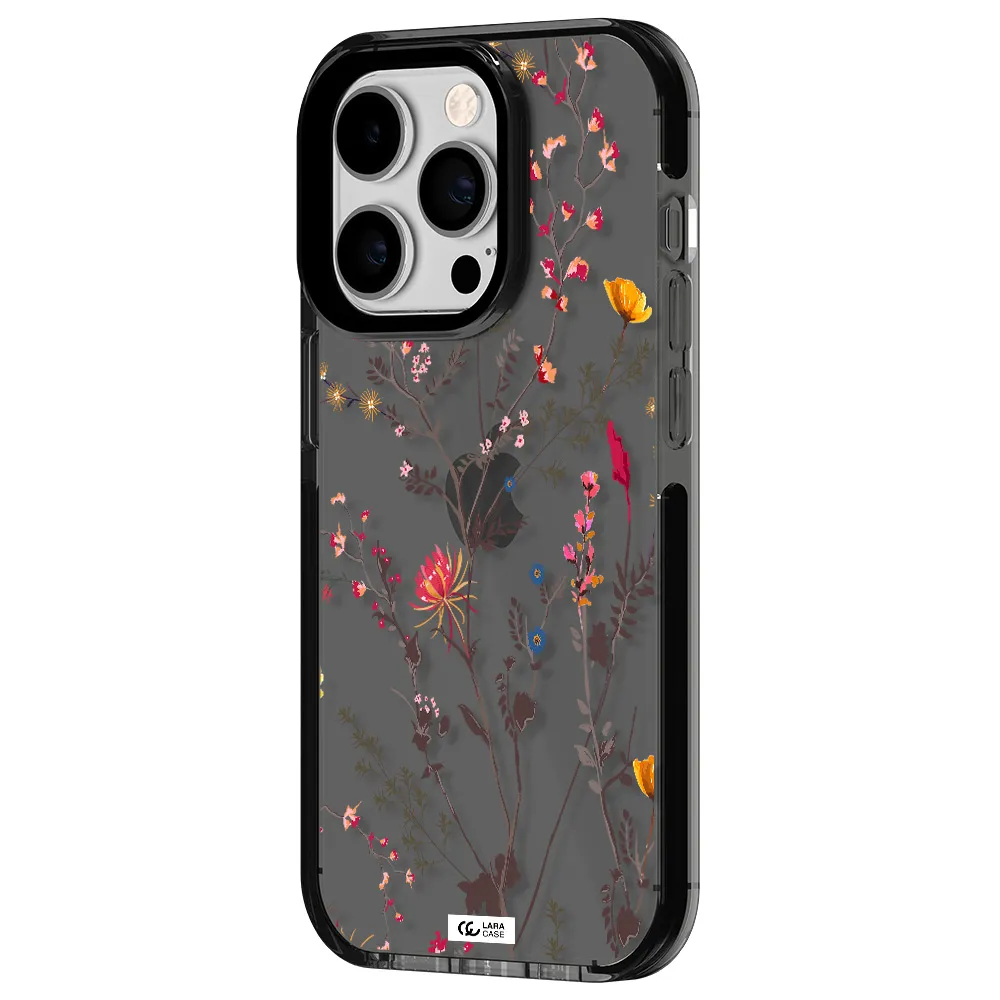 Miniature Flower Apple iPhone 14 pro impact Smoke Black Case