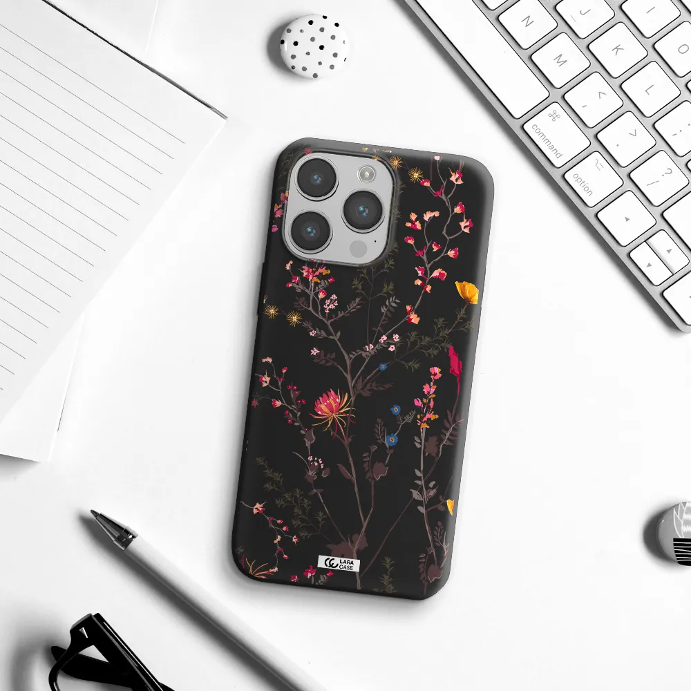 Miniature Flower Apple iPhone 14 pro max Silicone black Case