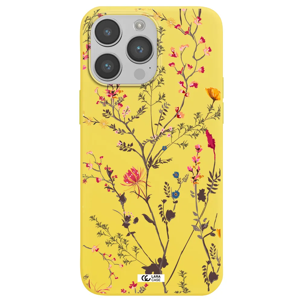 Miniature Flower Apple iPhone 14 pro max Silicone canary yellow Case