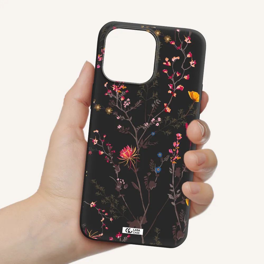 Miniature Flower Apple iPhone 14 pro Silicone black Case