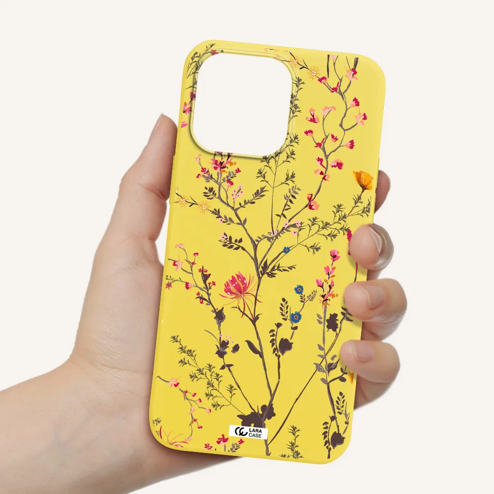 Miniature Flower Apple iPhone 14 pro Silicone canary yellow Case