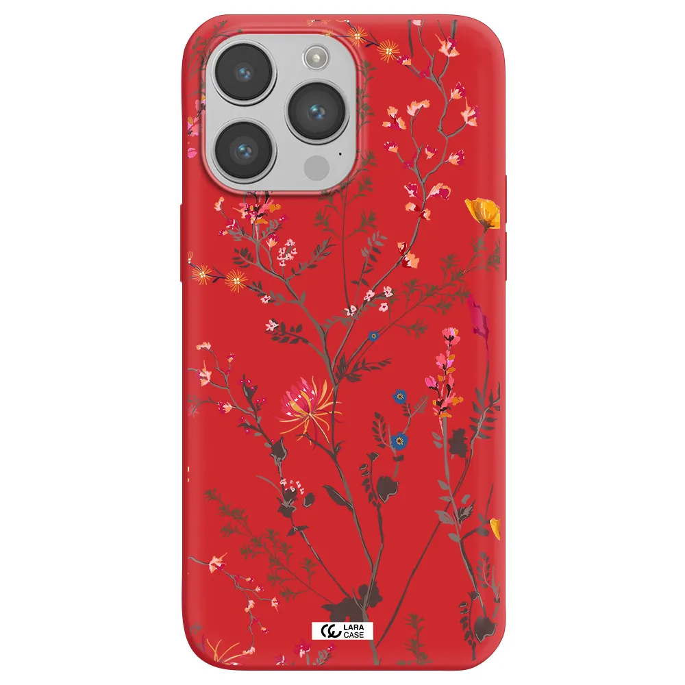 Miniature Flower Apple iPhone 14 pro Silicone Imperial Red Case