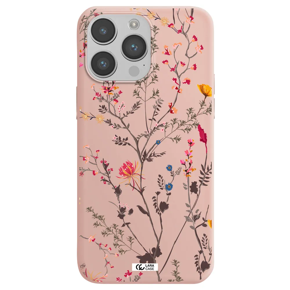 Miniature Flower Apple iPhone 14 pro Silicone pastel pink Case