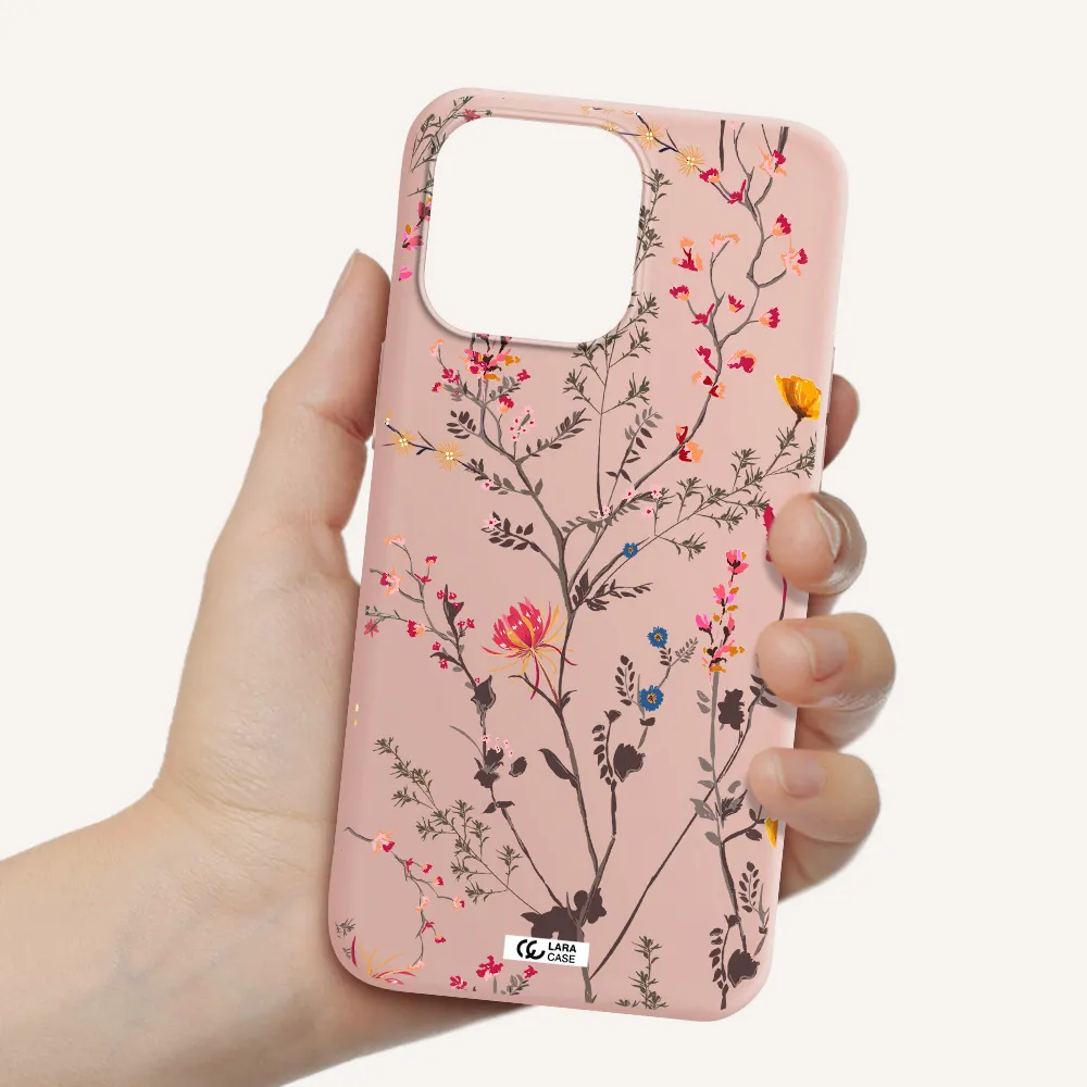 Miniature Flower Apple iPhone 14 pro Silicone pastel pink Case