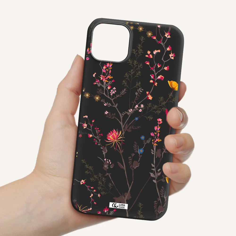 Miniature Flower Apple iPhone 14 Silicone black Case