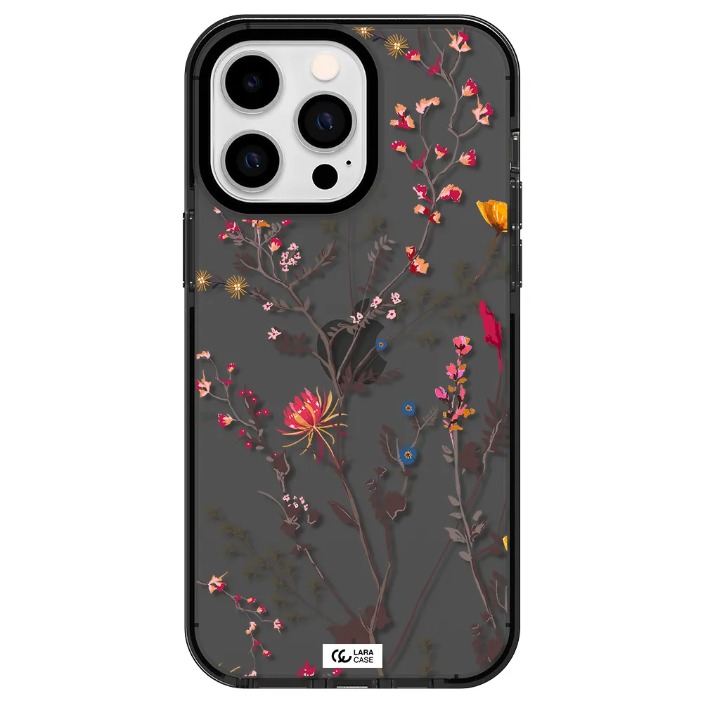 Miniature Flower Apple iPhone 15 Pro impact Smoke Black Case