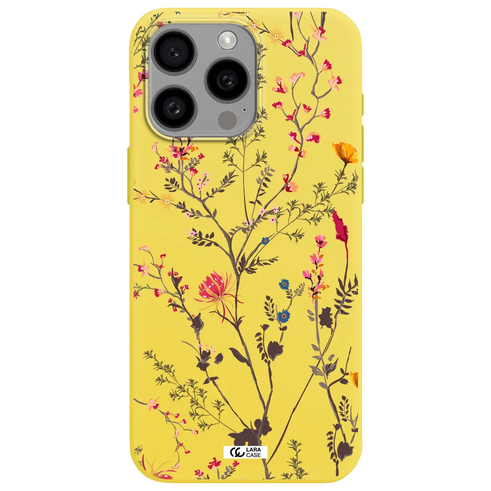 Miniature Flower Apple Iphone 15 Pro max Silicone canary yellow Case