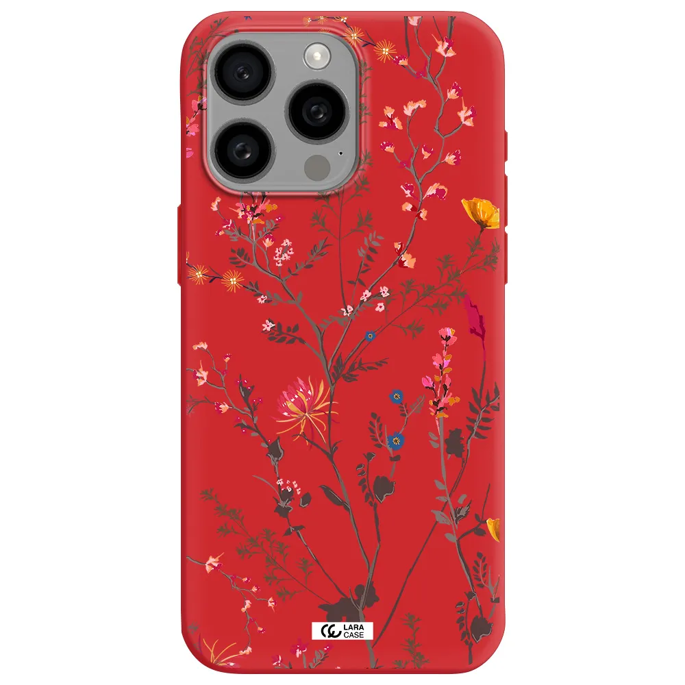 Miniature Flower Apple Iphone 15 Pro Max Silicone Imperial Red Case