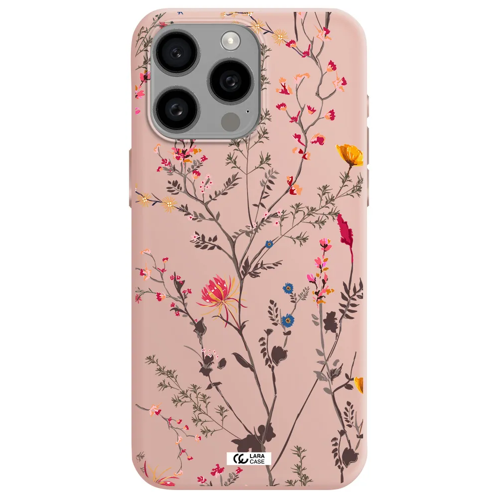 Miniature Flower Apple Iphone 15 Pro max Silicone pastel pink Case