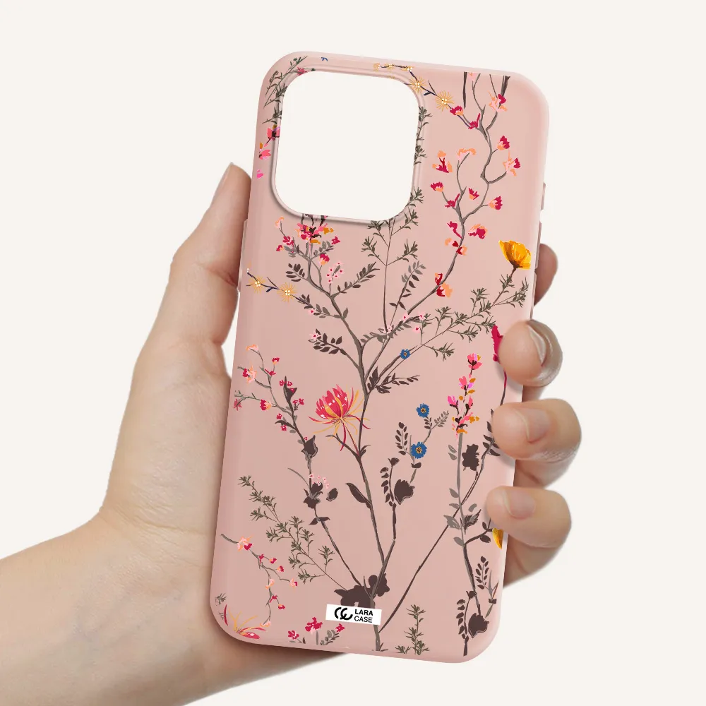 Miniature Flower Apple Iphone 15 Pro max Silicone pastel pink Case