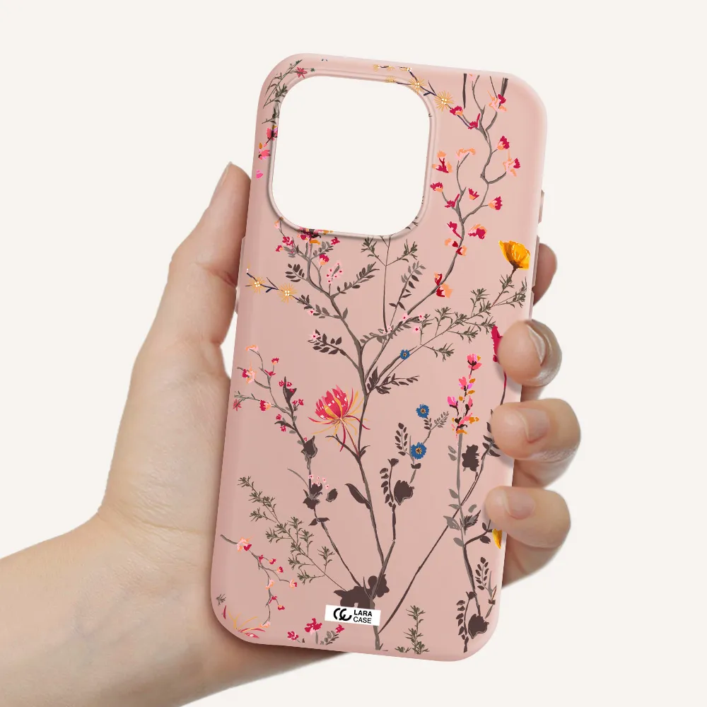 Miniature Flower Apple Iphone 15 Pro Silicone Pastel Pink Case