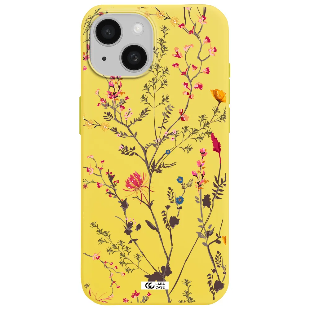Miniature Flower Apple iPhone 15 Silicone canary yellow Case