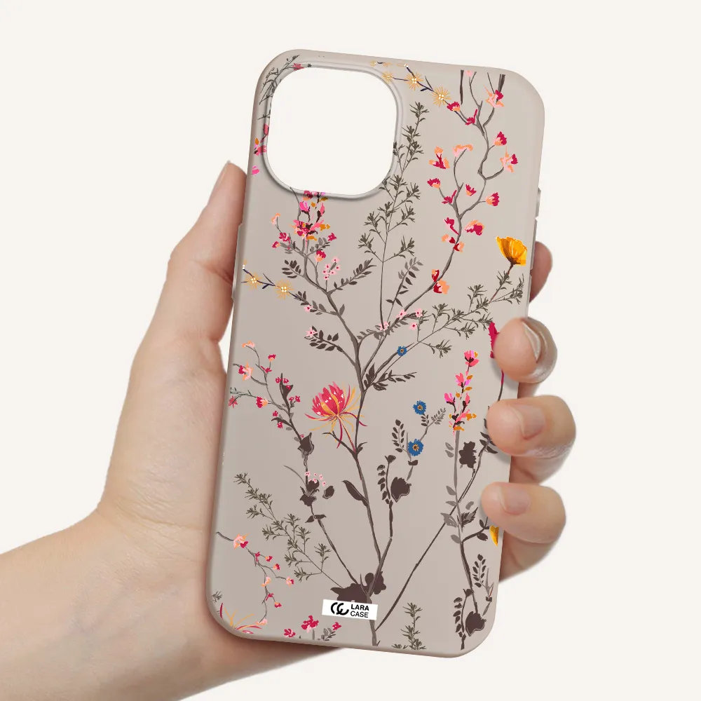 Miniature Flower Apple iPhone 15 Silicone Stone Case