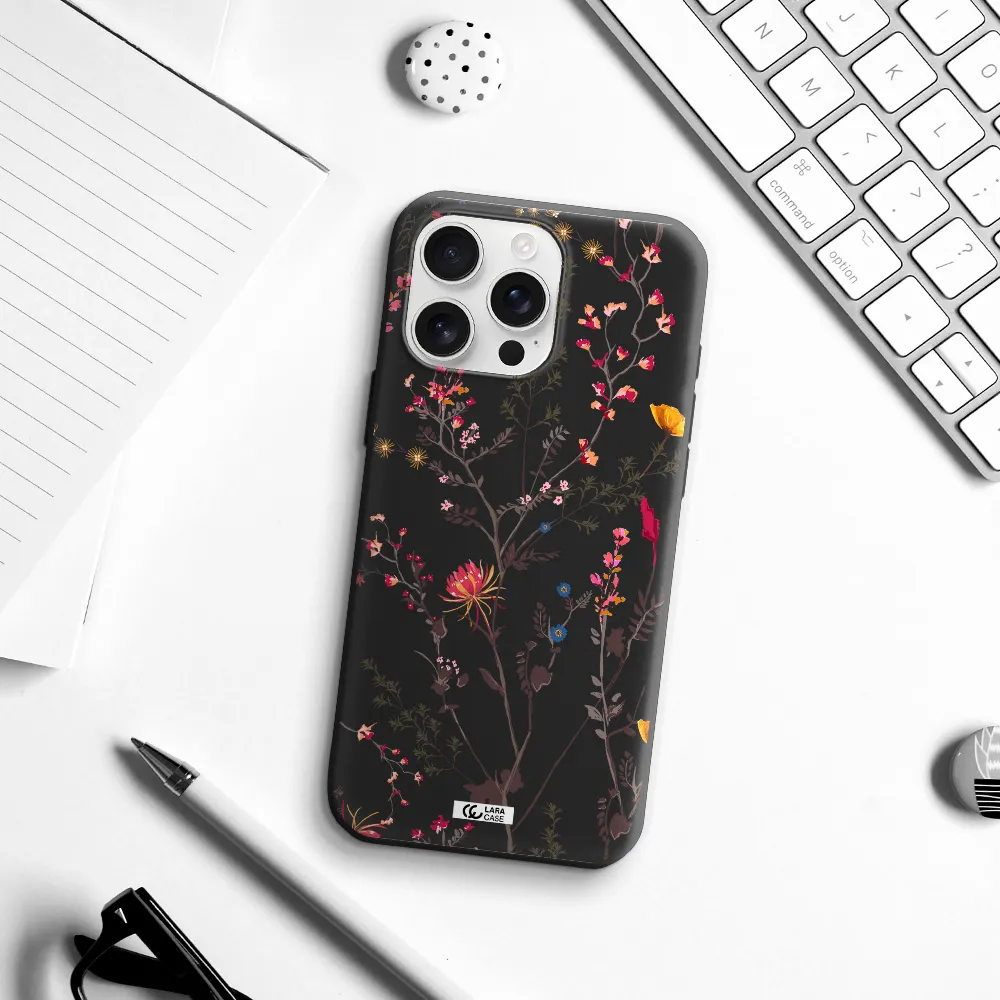 Miniature Flower Apple Iphone 16 Pro Max Silicone Black Case