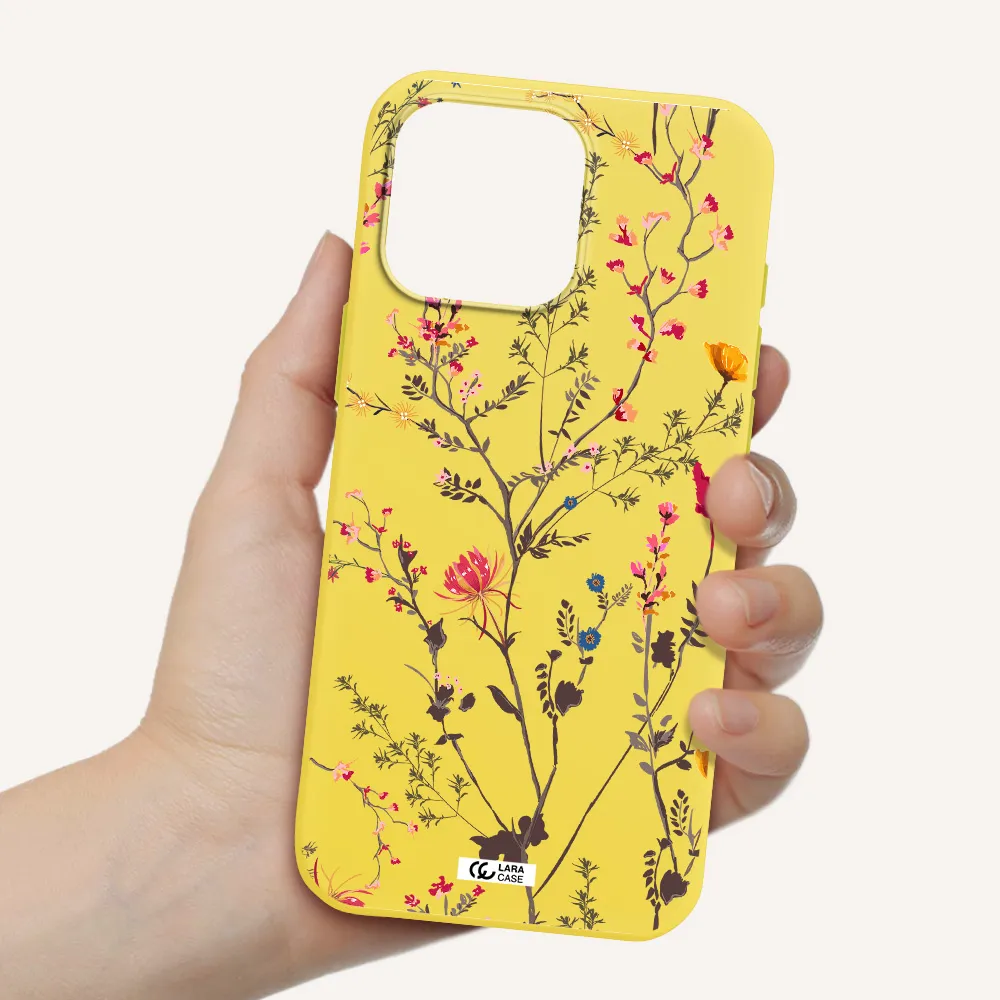 Miniature Flower Apple Iphone 16 Pro Max Silicone Canary Yellow Case
