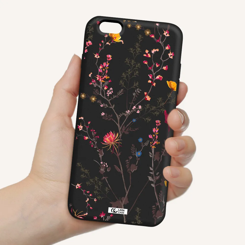 Miniature Flower Apple iPhone 6 plus Silicone black Case