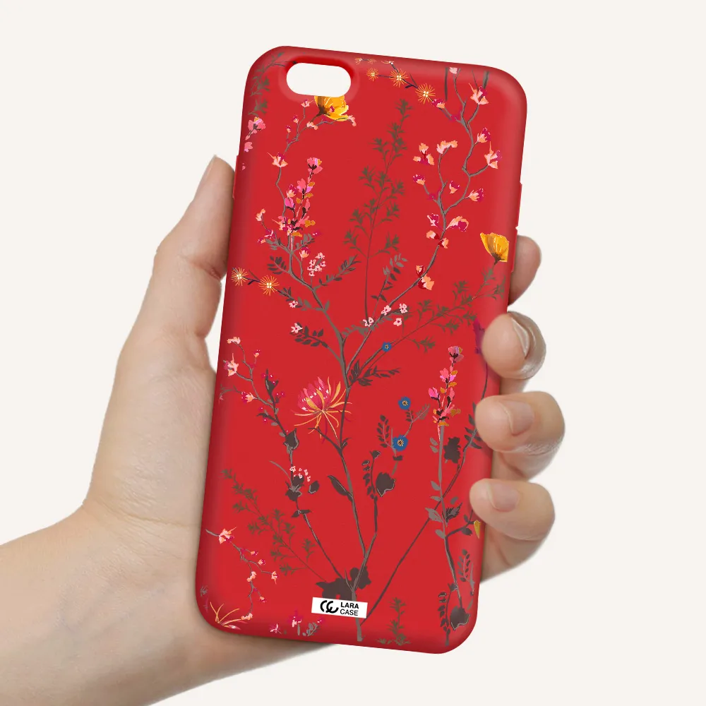 Miniature Flower Apple iPhone 6 plus Silicone Imperial Red Case