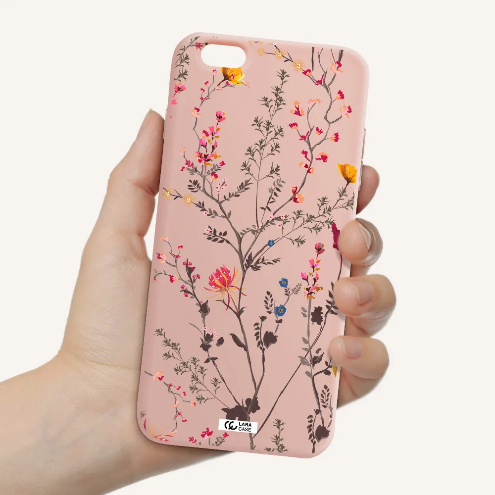 Miniature Flower Apple iPhone 6 plus Silicone pastel pink Case