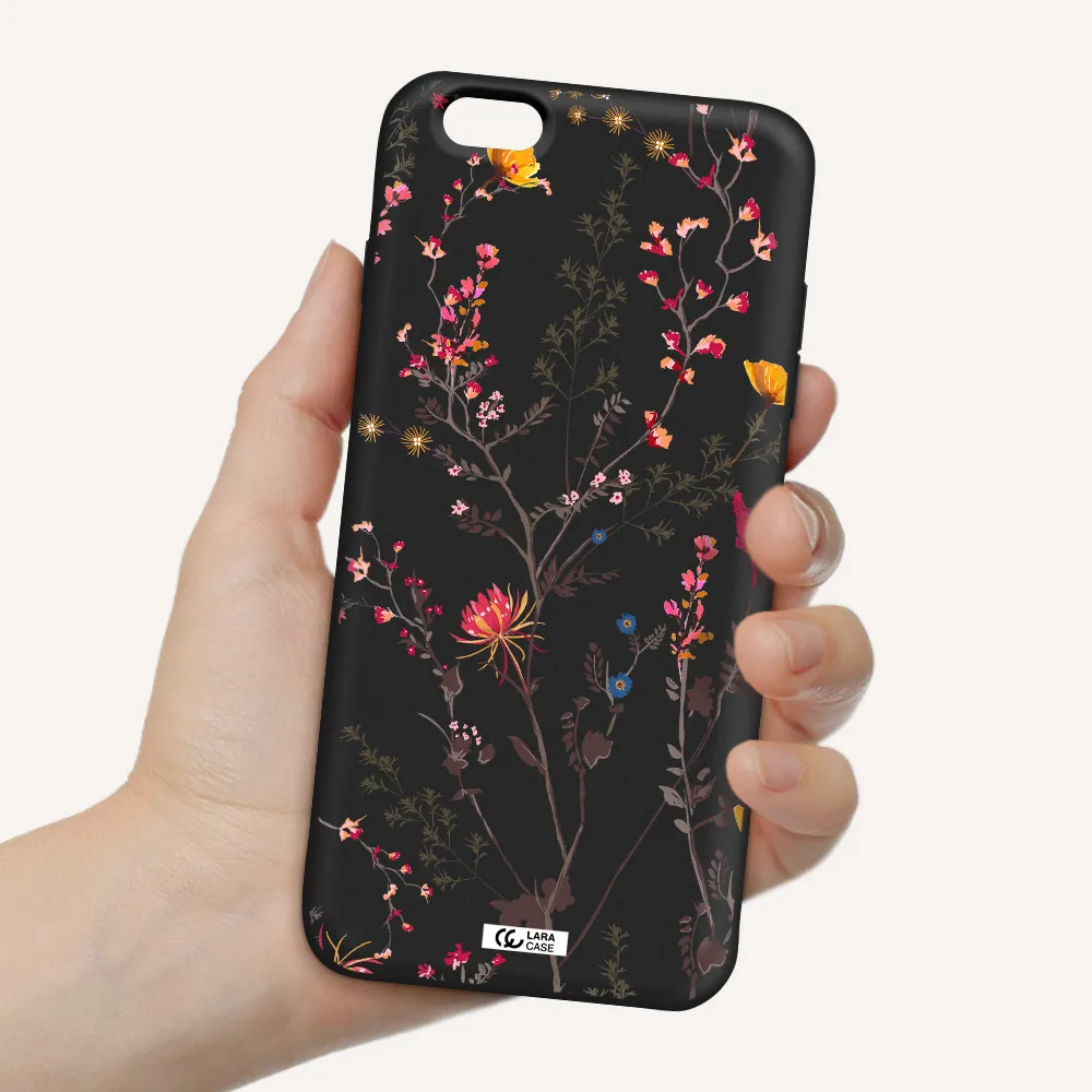 Miniature Flower Apple iPhone 6 s plus Silicone black Case